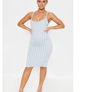 PRETTYLITTLETHING grey striped dress Size 6